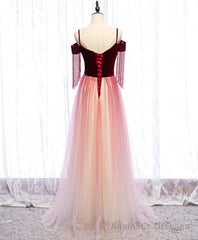 Burgundy Tulle Long Prom Dress Burgundy Tulle Formal Dress
