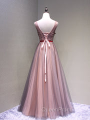 Burgundy V Neck Lace Floral Long Evening Prom Dresses, Burgundy V Neck Long Evening Dresses