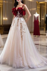 Burgundy Velvet Lace Long Evening Prom Dresses, A-Line Off Shoulder Evening Dresses