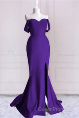 Burnt Orange Mermaid Dresses Off The Shoulder With Slit