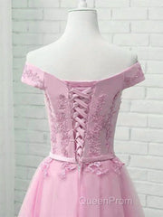 Cap Sleeves Short Pink Lace Evening Prom Dresses, Short Pink Lace Formal Bridesmaid Dresses