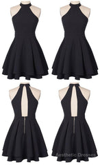 O Neck A Line Homecoming Dress, Sleeveless Chiffon Short Party Dress