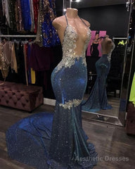 Deep V Neck Prom Dresses, Lace