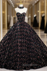 Champagne Gold Sequins Sweetheart Quinceanera Dresses