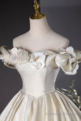 Champagne Satin Long Prom Dress, Beautiful A-Line Evening Party Dress