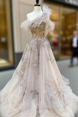 Champagne Tulle Lace Long Evening Prom Dresses Lace Evening Dresses