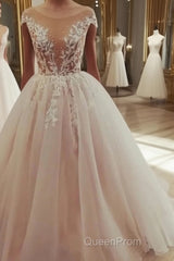 Champagne tulle lace long Evening Prom Dresses, tulle evening Dresses