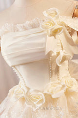 Champagne Tulle Lace Short Evening Prom Dresses Homecoming Dresses, Lovely A-Line Party Dresses