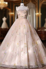 Champagne Tulle Pleats Embroidery Quinceanera Dresses