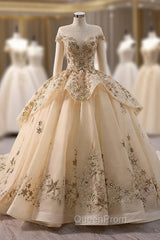 Champagne Tulle Sequins Cap Sleeve Evening Prom Dresses