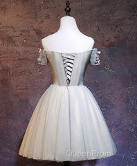 Charming Floral Short Tulle Evening Prom Dresses, Knee Length Party Dresses, Formal Dresses