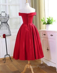Charming Satin Red Off The Shoulder Homecoming Dresses, Party Dresses