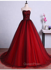 Charming Sweetheart Red and Black Gown, Sweet 16 Dresses, Evening Dresses