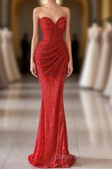 Charming Sweetheart Sleeveless Mermaid Evening Prom Dresses Long Slit Online