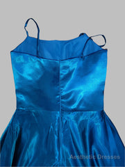 Chic A-Line Tie Straps Long Satin Prom Party Dress With Split