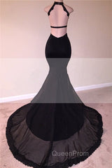 Chic Black Open Back Lace Evening Prom Dresses Sleeveless See Through Tulle Evening Gown