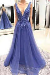 Chic Deep V-neck Straps Long Evening Prom Party Gowns| Exquisite Lace Beading Evening Prom Gown