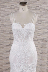 Chic Long Mermaid Sweetheart Spaghetti Strap Appliques Lace Wedding Dresses