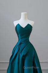 Classy Ball Gown Strapless Satin Ruffles Long Evening Dresses Evening Prom Dresses