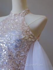 Classy Mermaid High Neckline Sequin Ruffles Long Evening Dresses Evening Prom Dresses