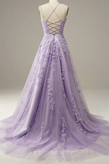 Custom Made Lace Lilac Evening Prom Dresses Violet Purple Long Evening Dresses