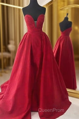 Custom Made Sweetheart Neck Backless Red Ball Gown, Red Evening Prom Dresses, Red Formal Dresses