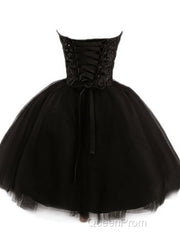 Sweetheart Short Black Lace Evening Prom Dresses, Black Lace Graduation / Homecoming Dresses
