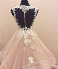 Custom Made Tulle Lace Long Evening Prom Gown, Lace Evning Dresses