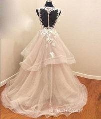Custom Made Tulle Lace Long Evening Prom Gown, Lace Evning Dresses