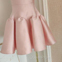 Cute A Line Strapless Pink Satin Travel Vacation Dresses Short Birthday Dresses