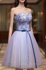 Cute Pink and Blue Homecoming Dresses, Tulle Short Evening Prom Dresses