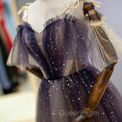 Cute Short Gradient Tulle Straps Homecoming Dresses, Short Evening Prom Dressess