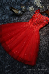 Cute Tulle Short A-Line Prom Dress, Off the Shoulder Homecoming Party Dress