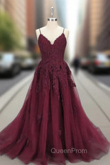 Dark Blue V Neck Tulle Lace Long Evening Prom Dresses Blue Lace Bridesmaid Dresses