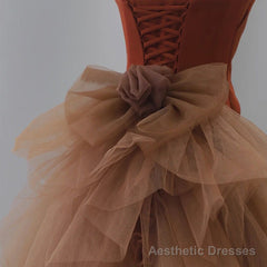 Dark Coffee Long Prom Dresses, Dark Coffee Long Formal Graduation Dresses