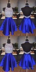Royal Blue Tulle With Crystal Homecoming Dress