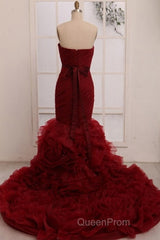 Dignified Trumpet/Mermaid Strapless Sweetheart Tiered Long Evening Prom Dresses