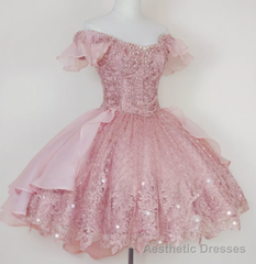 A Line Short Pink Blue Homecoming Dress