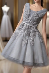 Cute A Line Tulle Lace Short Evening Prom Dresses, Homecoming Dresses