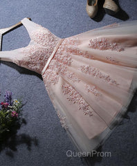 Cute A Line Tulle Lace Short Evening Prom Dresses, Homecoming Dresses