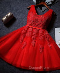 Cute A Line Tulle Lace Short Evening Prom Dresses, Homecoming Dresses