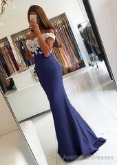 Elastic Satin Prom Dresses Trumpet/Mermaid V-Neck Sweep Train With Lace