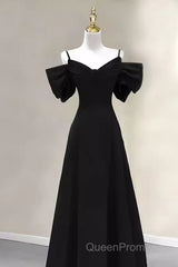 Elegant A Line Black Long Evening Prom Dresses Formal Evening Dresses