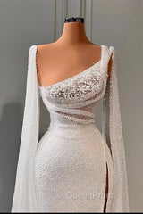 Elegant A-line Sequins Split Bridal Dresses With Beads