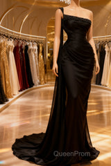 Elegant Black Split Mermaid Beading Evening Prom Dresses