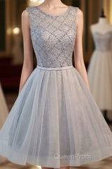 Elegant Diamond Beads Lace Organza Sleeveless Scoop Neckline Lace Up Back For Teen Lovely Homecoming Dresses
