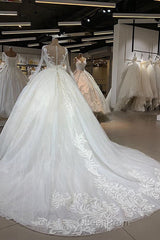 Elegant Long Ball Gown Sweetheart Tulle Wedding Dresses with Sleeves