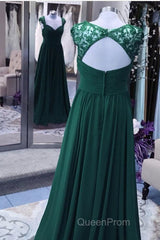 Elegant Long Chiffon Backless Bridesmaid Dresses Lace Cap Sleeves