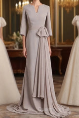 Elegant Mermaid 3/4 Long Sleeved Chiffon Bra With Belt Bride Mother Of The Bride Dresses