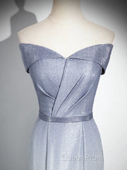 Elegant Mermaid Gray Long Evening Prom Dresses, Gray Party Dresses